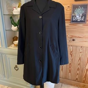 Jones New York Petite Black Lined Jacket Trench Coat size large